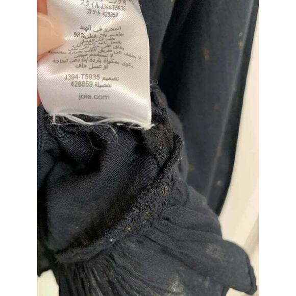 Joie Gianella Long-Sleeve Poplin‎ Blouse Black Size Medium - Picture 6 of 7